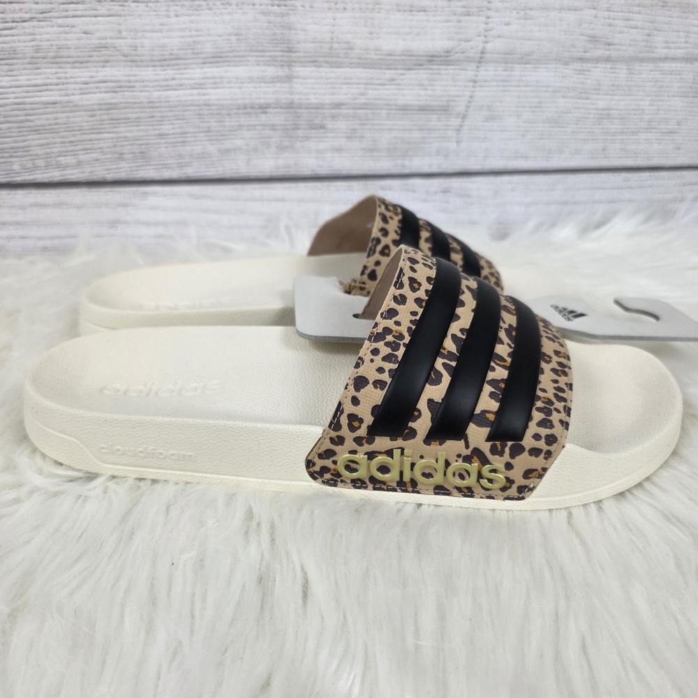 Adidas Leopard Print Cloudfoam Slides - Picture 2 of 2